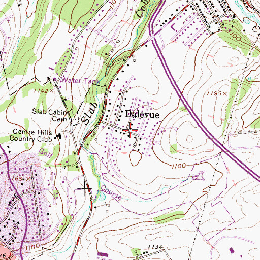 Topographic Map of Dalevue, PA