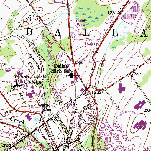 Topographic Map of Dallas High School, PA