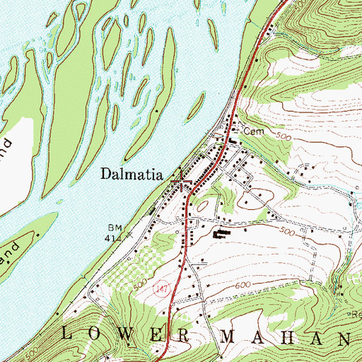 Topographic Map of Dalmatia, PA
