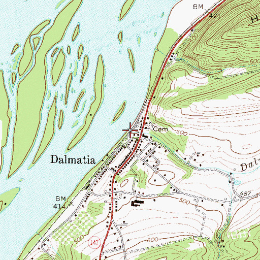 Topographic Map of Dalmatia Creek, PA