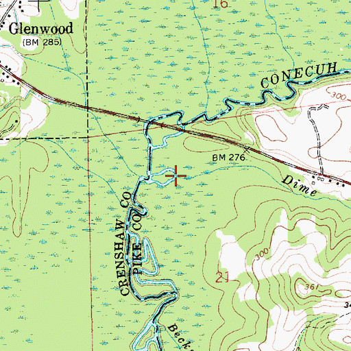 Topographic Map of Dime Branch, AL