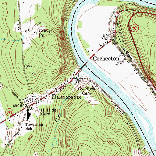 Topographic Map of Damascus, PA