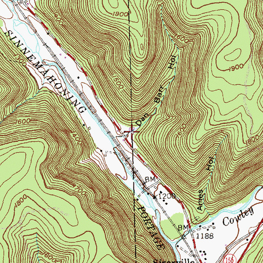 Topographic Map of Dan Barr Hollow, PA