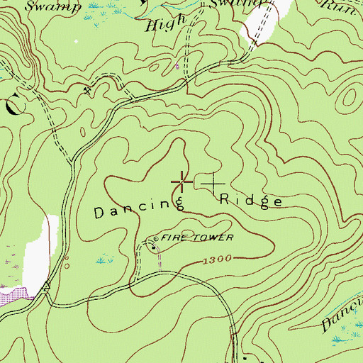 Topographic Map of Dancing Ridge, PA