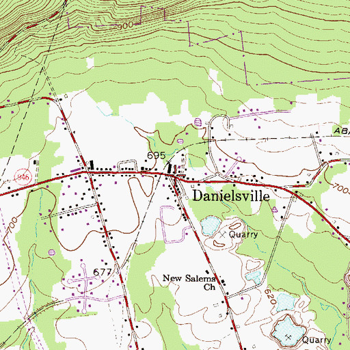 Topographic Map of Danielsville, PA