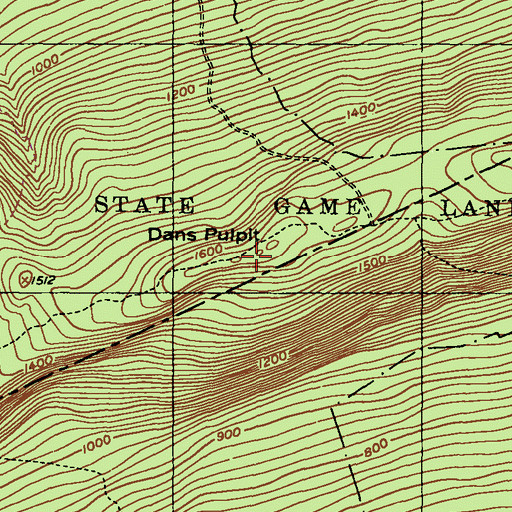 Topographic Map of Dans Pulpit, PA