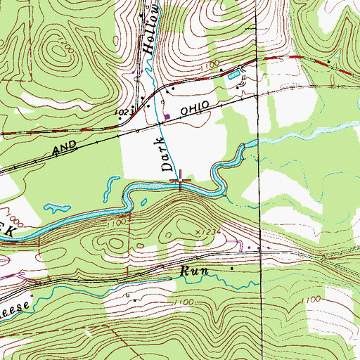 Topographic Map of Dark Hollow Run, PA
