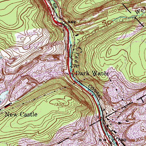 Topographic Map of Dark Water, PA