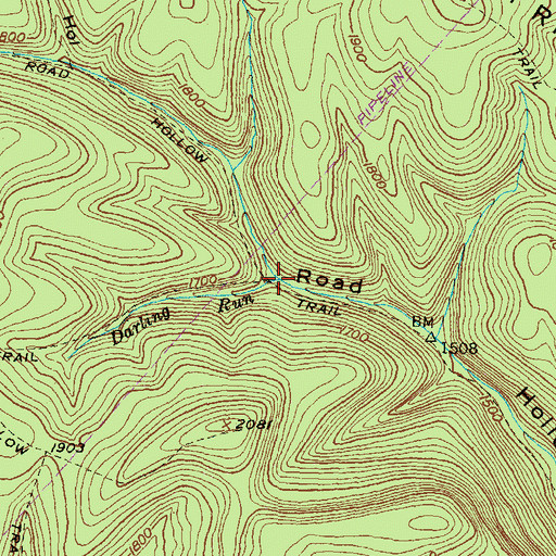 Topographic Map of Darling Run, PA
