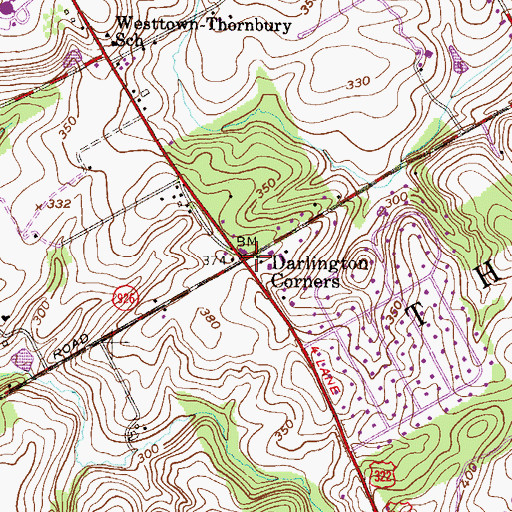 Topographic Map of Darlington Corners, PA
