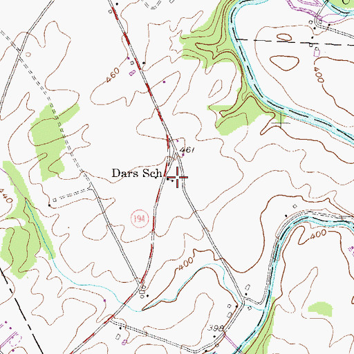 Topographic Map of Dars School, PA