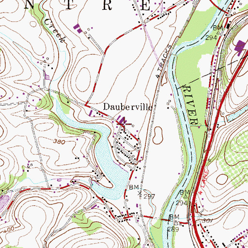 Topographic Map of Dauberville, PA