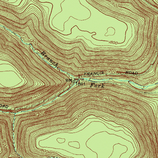 Topographic Map of Daugherty Branch, PA