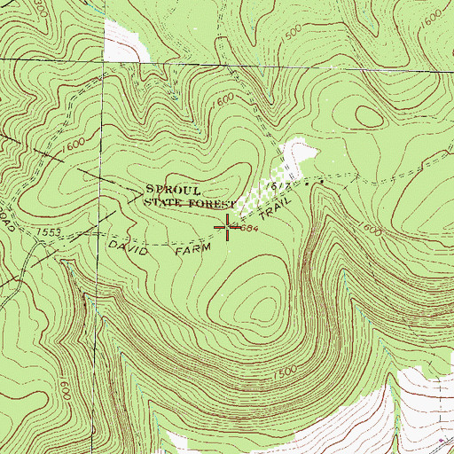 Topographic Map of David Farm Trail, PA