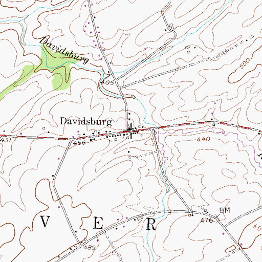 Topographic Map of Davidsburg, PA
