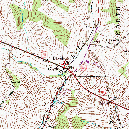 Topographic Map of Davidson Church, PA