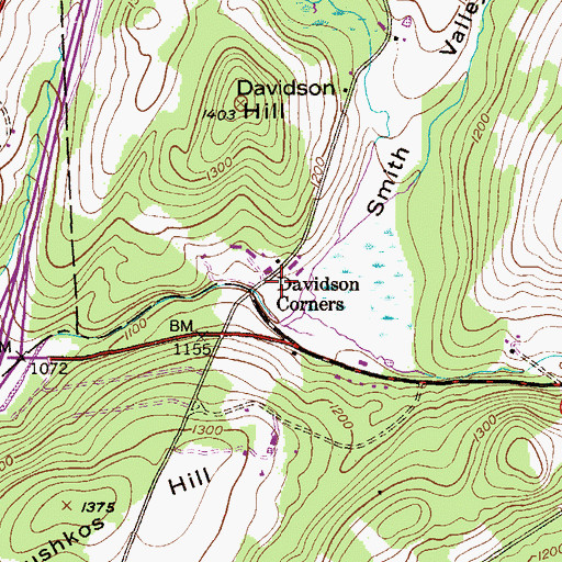 Topographic Map of Davidson Corners, PA