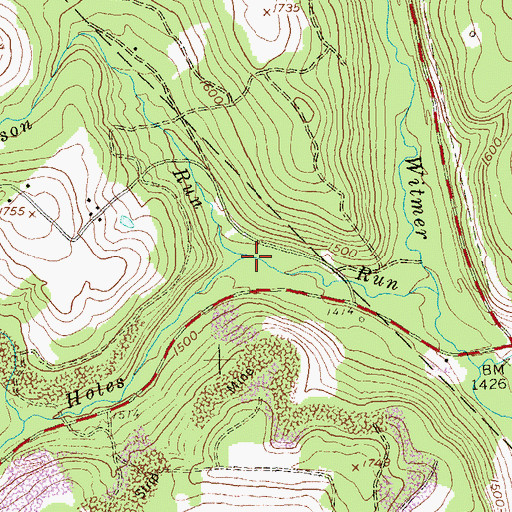 Topographic Map of Davidson Run, PA