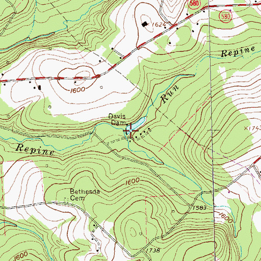 Topographic Map of Davis Dam, PA