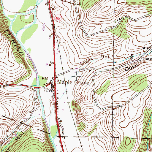 Topographic Map of Davis Hollow, PA