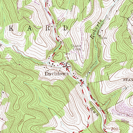 Topographic Map of Davistown, PA
