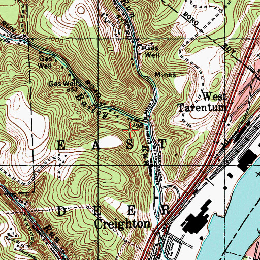 Topographic Map of Days Run, PA