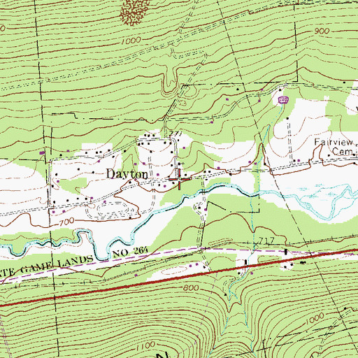 Topographic Map of Dayton, PA