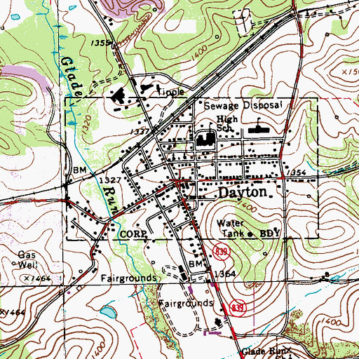 Topographic Map of Dayton, PA