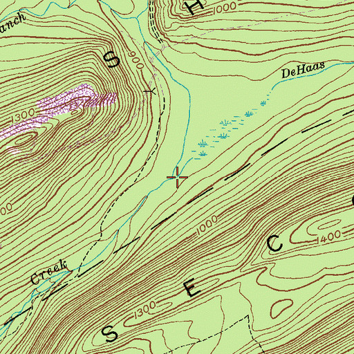 Topographic Map of DeHaas Run, PA