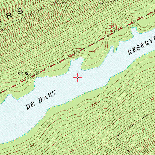 Topographic Map of DeHart Reservoir, PA