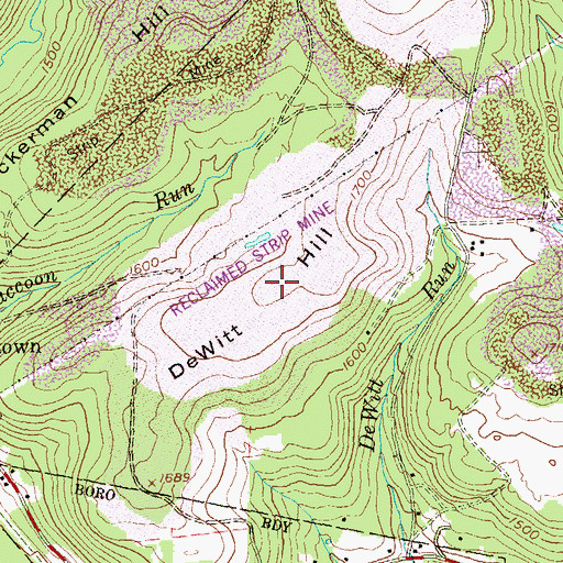 Topographic Map of DeWitt Hill, PA