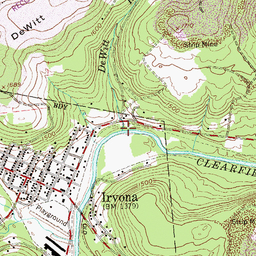 Topographic Map of DeWitt Run, PA
