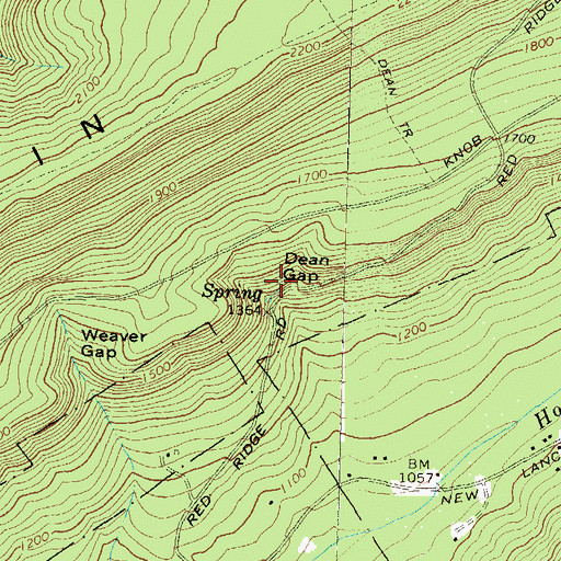 Topographic Map of Dean Gap, PA