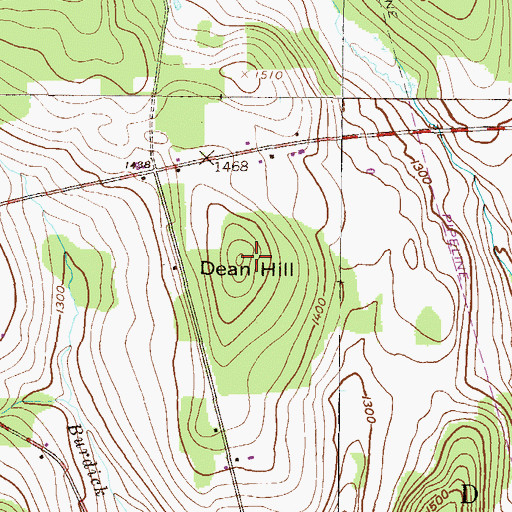 Topographic Map of Dean Hill, PA