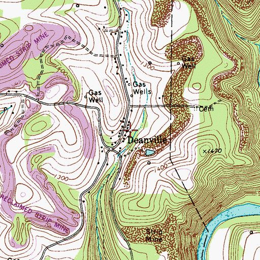 Topographic Map of Deanville, PA