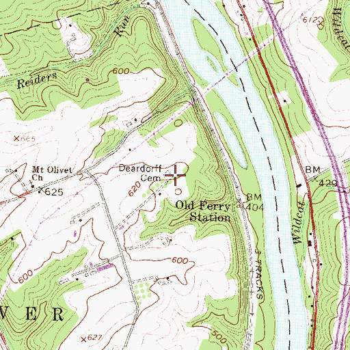 Topographic Map of Deardorff Cemetery, PA