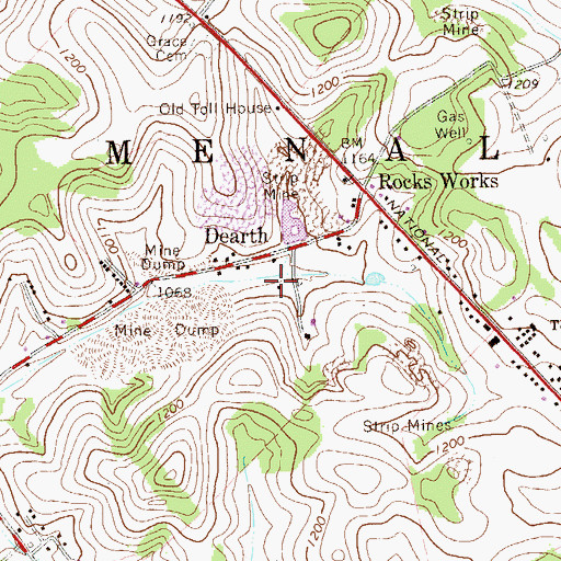 Topographic Map of Dearth, PA