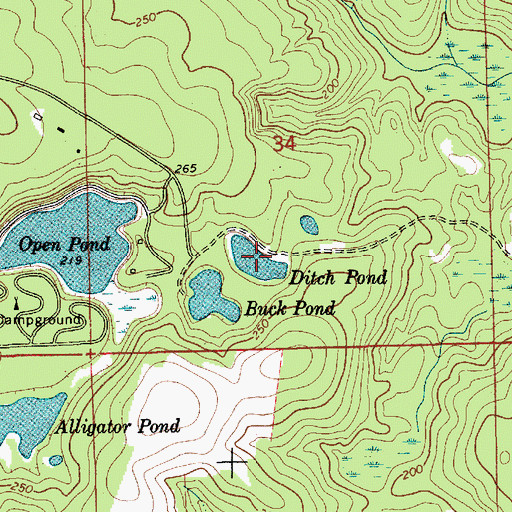 Topographic Map of Ditch Pond, AL