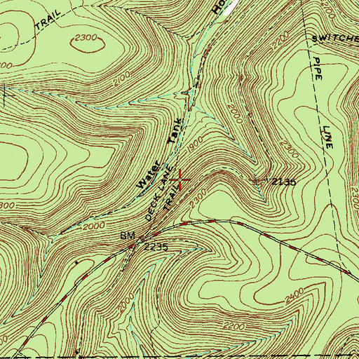 Topographic Map of Deck Lane Trail, PA