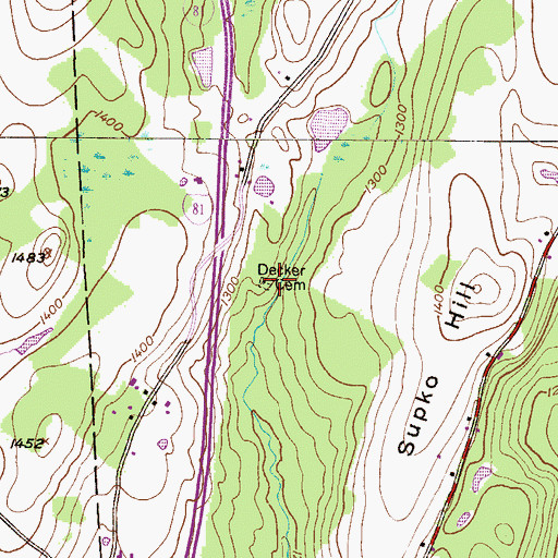 Topographic Map of Decker Cemetery, PA