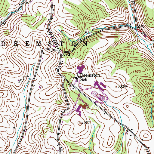 Topographic Map of Deemston School, PA