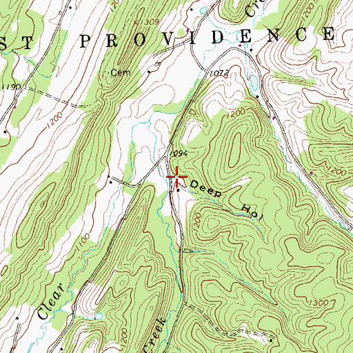 Topographic Map of Deep Hollow, PA