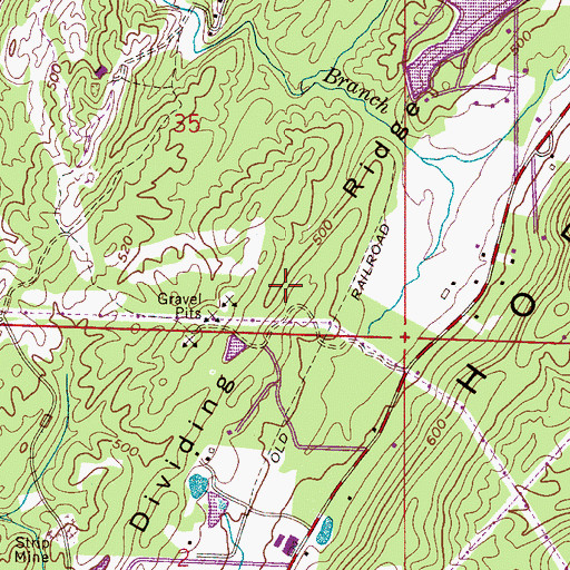 Topographic Map of Dividing Ridge, AL