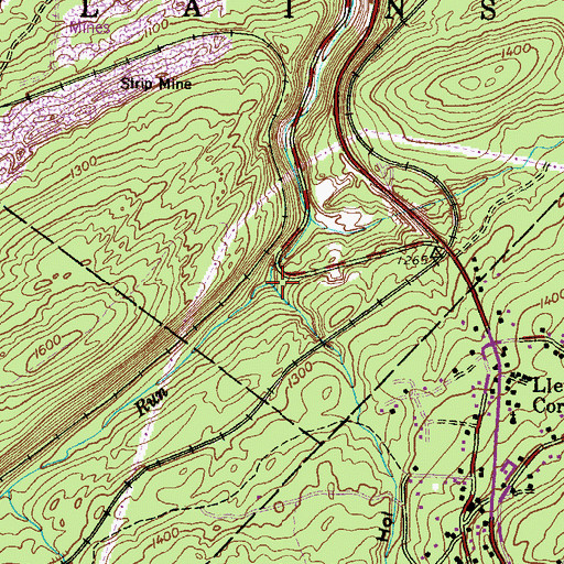 Topographic Map of Deep Hollow, PA