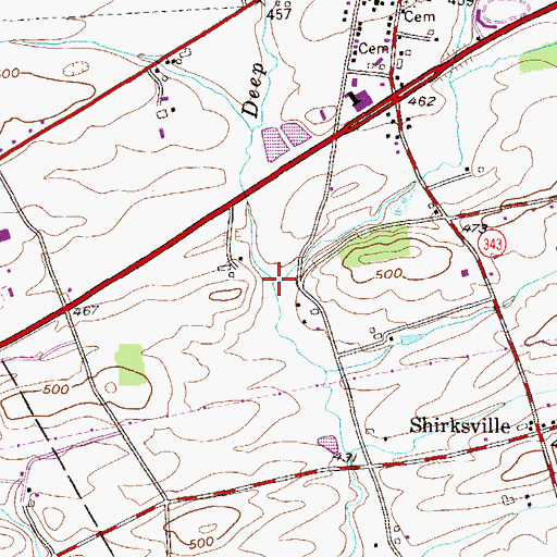 Topographic Map of Deep Run, PA