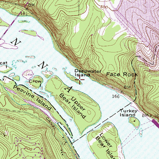 Topographic Map of Deepwater Island, PA