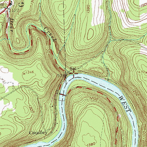 Topographic Map of Deer Creek, PA