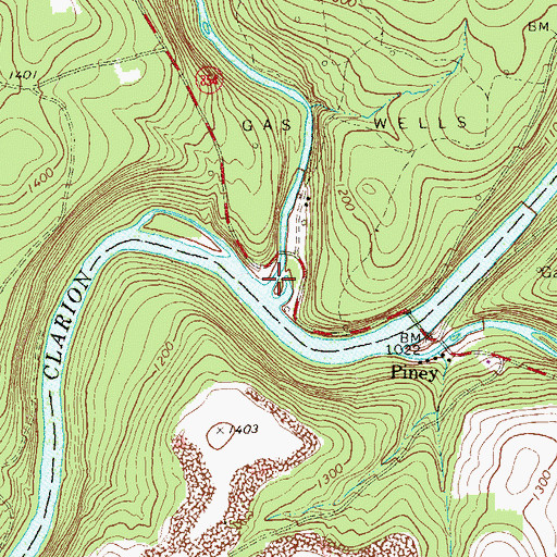 Topographic Map of Deer Creek, PA