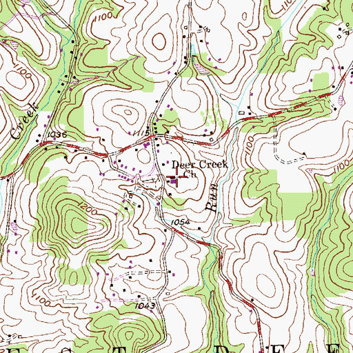 Topographic Map of Deer Creek Church, PA