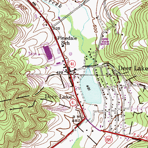 Topographic Map of Deer Lake, PA